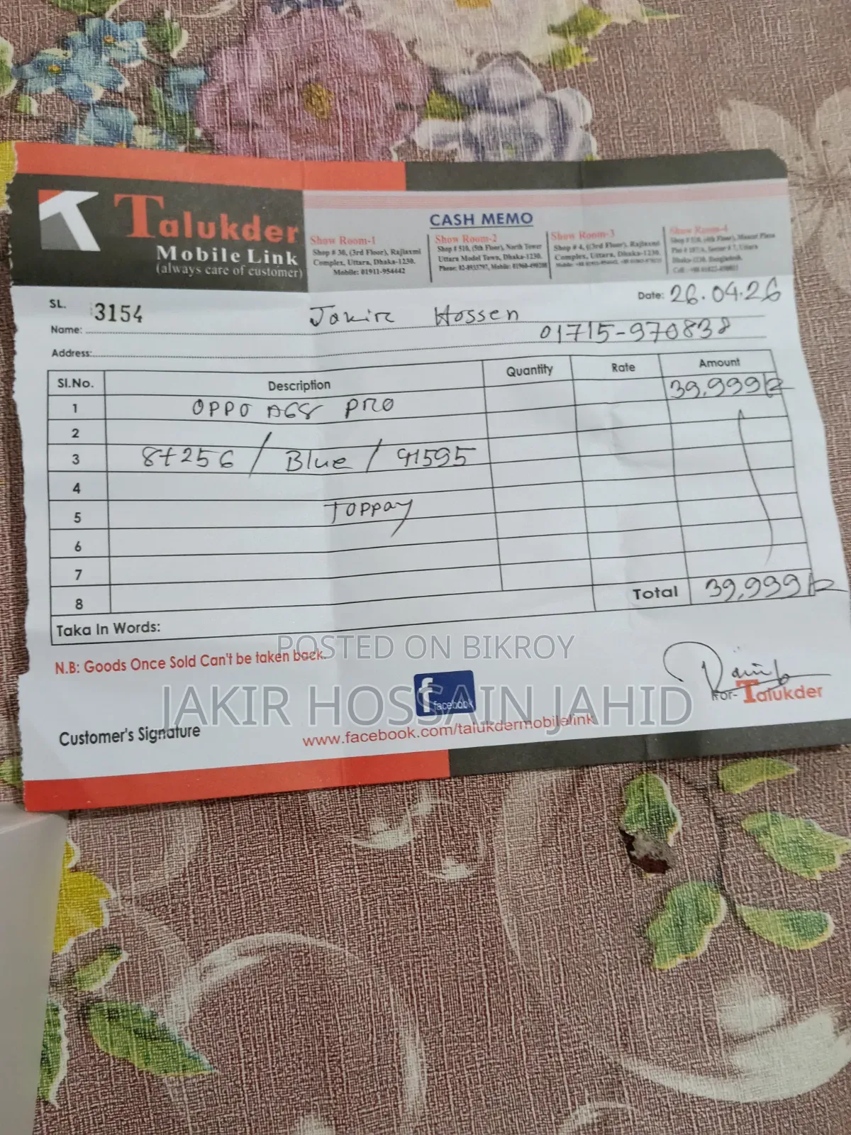 New Oppo A3 Pro 5G 256 GB Blue