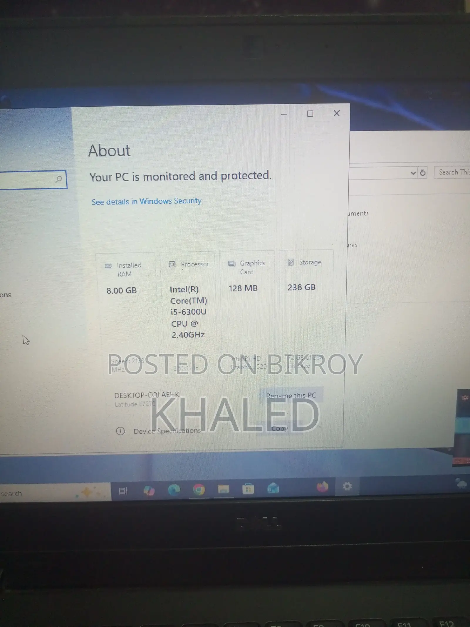 Laptop Dell Latitude E7270 8GB Intel Core I5 HDD+SSD 256GB