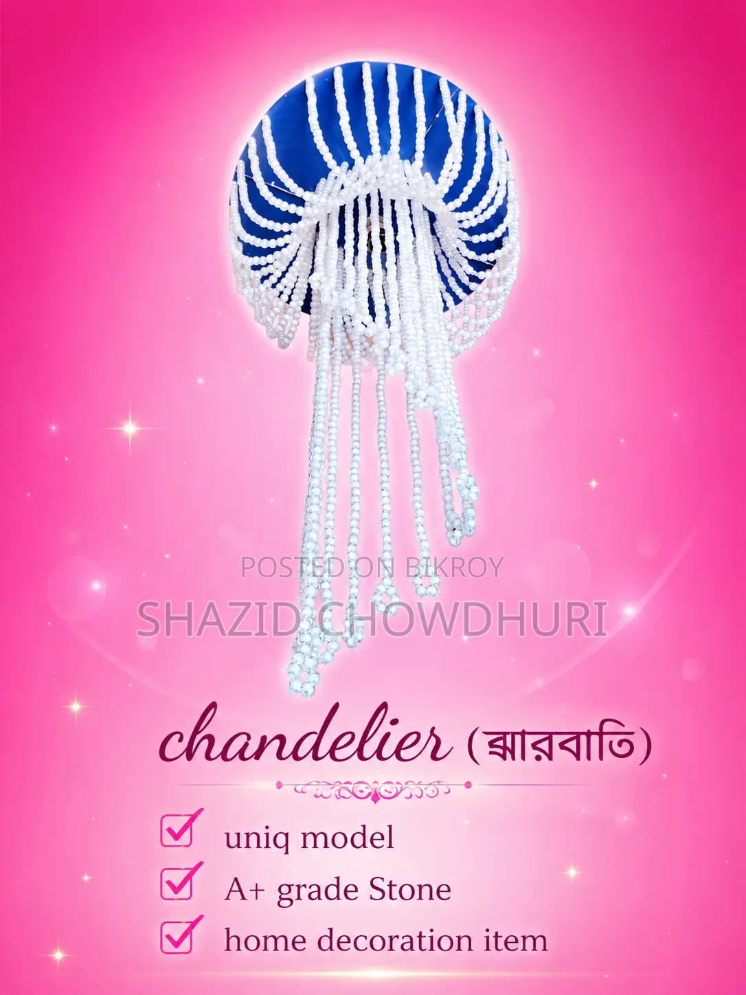 Chandelier (Jharbati) With A+ Grade Diamond Stone