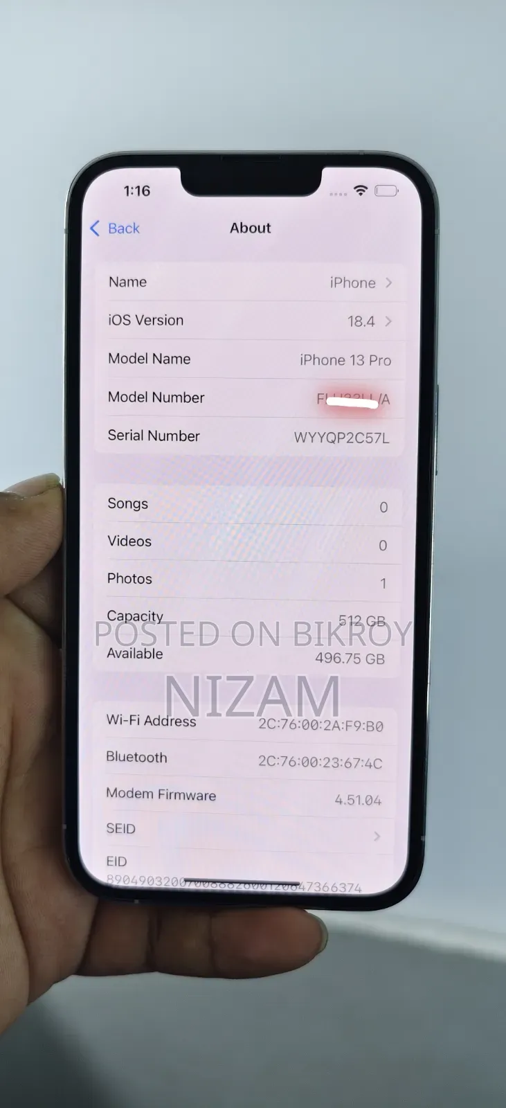 নতুন অ্যাপল আইফোন ১৩ প্রো ৫১২ জিবি হোয়াইট
