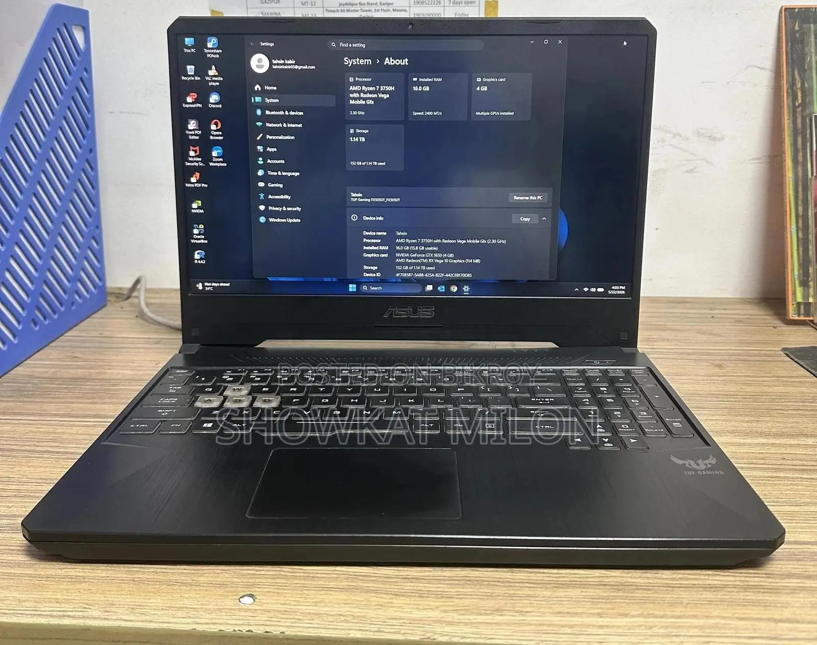 Laptop Asus 16GB AMD Ryzen 7 HDD+SSD 1T