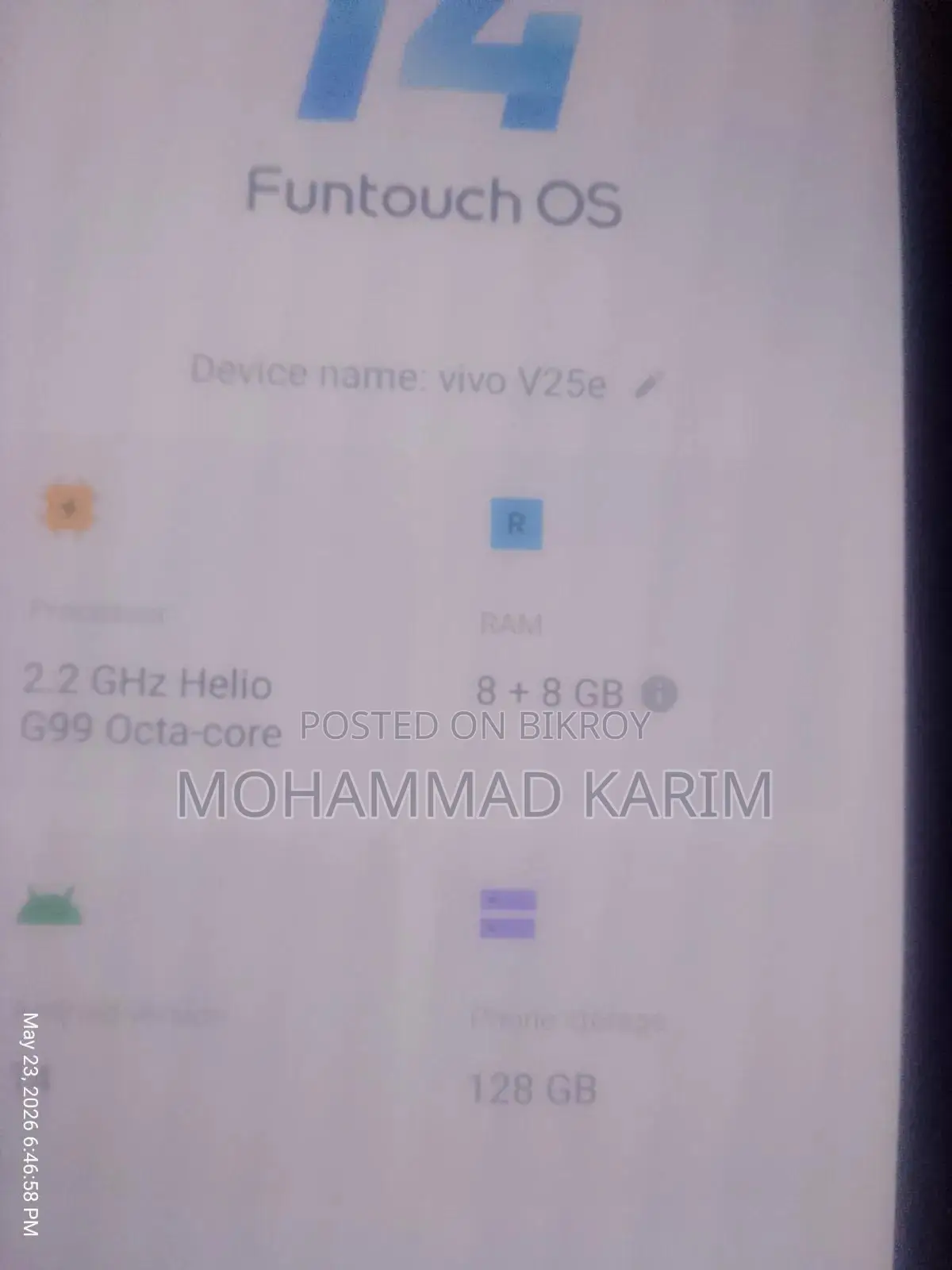 Vivo V25e 128 GB Yellow
