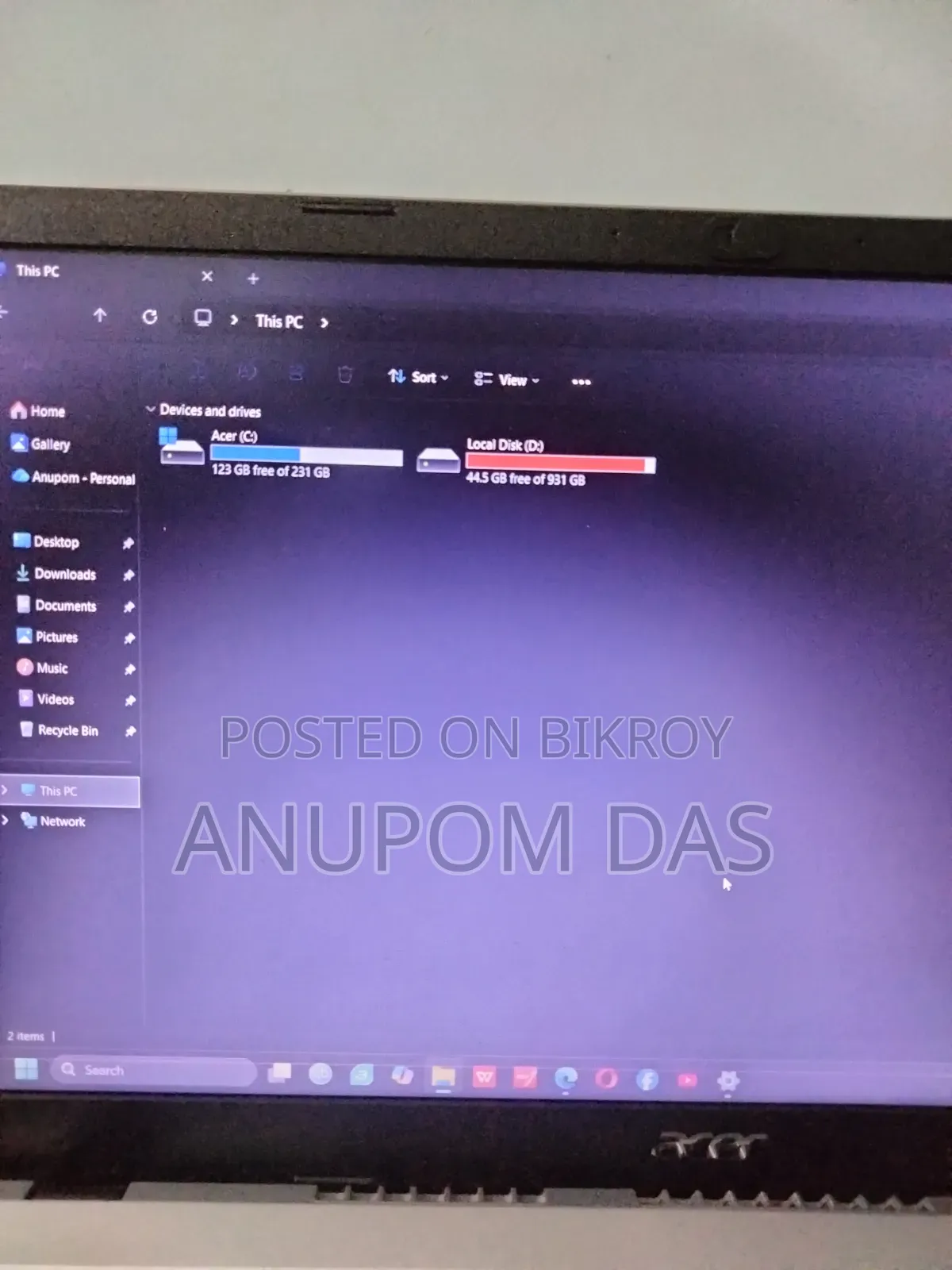 Laptop Acer Aspire 3 8GB Intel Core I5 HDD+SSD 1T
