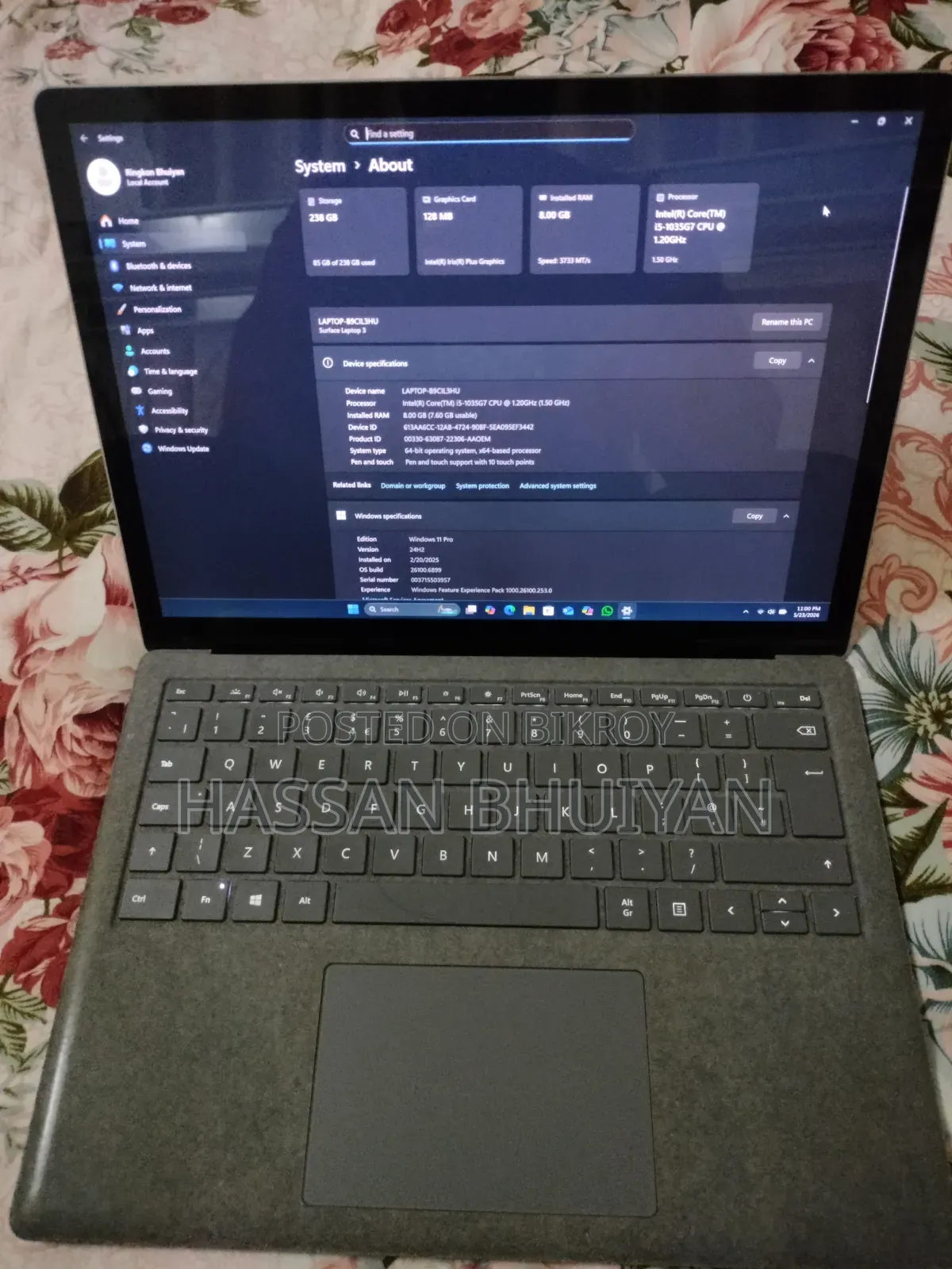 Laptop Microsoft Surface Laptop 3 8GB Intel Core i5 SSD 256GB