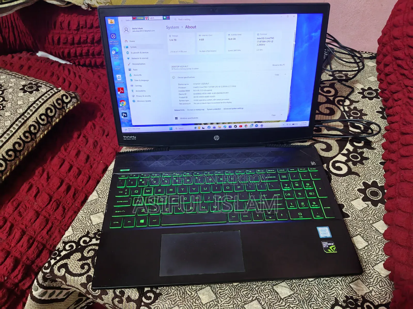 Laptop HP 15 16GB Intel Core I7 HDD+SSD 256GB