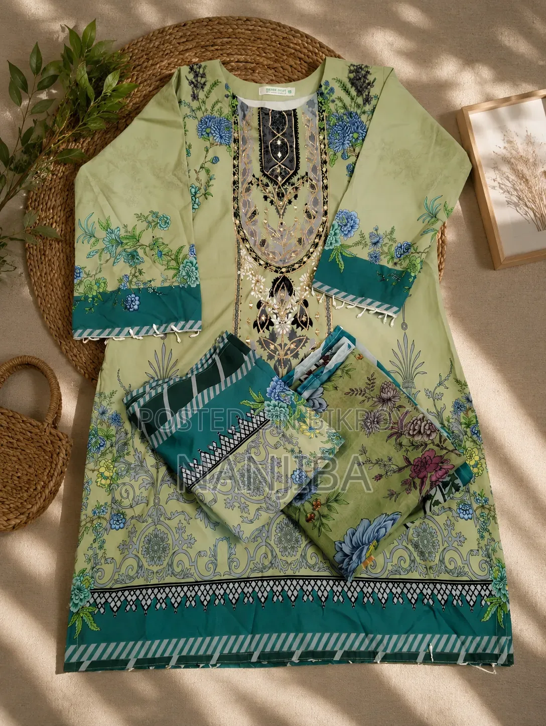 Floral Embroidered Ladies 3 Piece