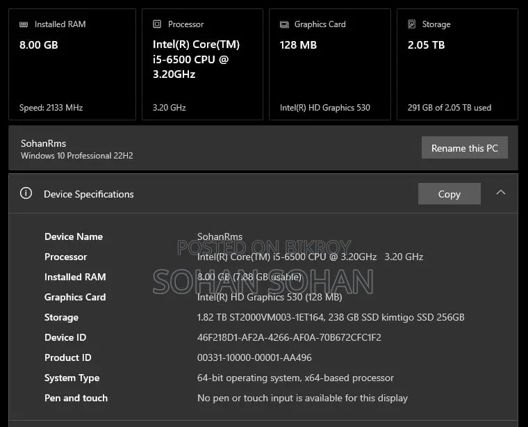 Desktop Computer Asus M32BF 8GB Intel Core i5 HDD+SSD 2T