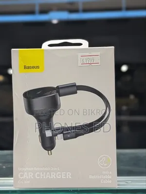 Baseus Enjoyment Retractable 2-in-1 30w Car Charger