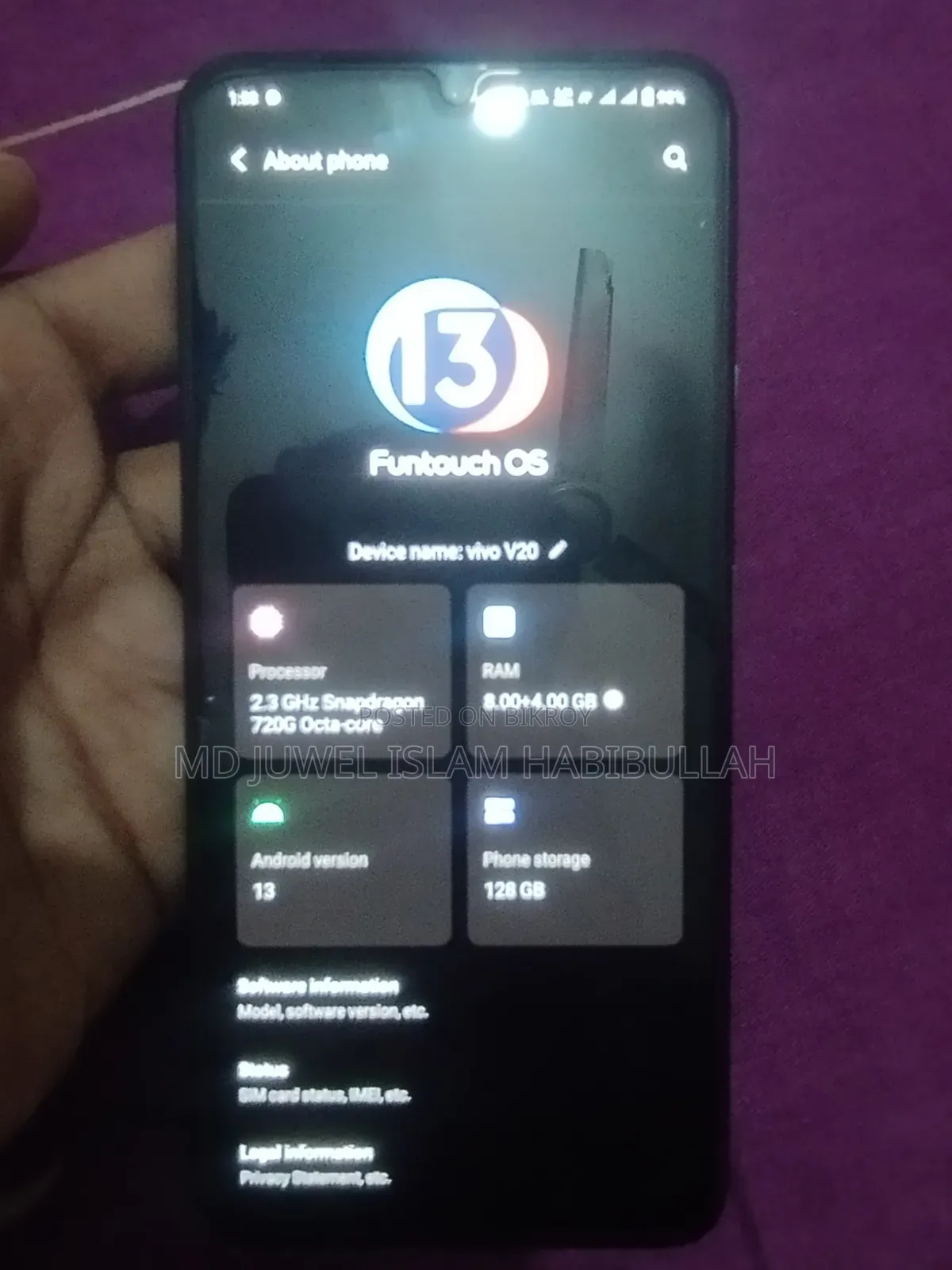 Vivo V20 128 GB Black