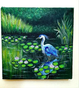 Heron in the Water Lily Wetland.