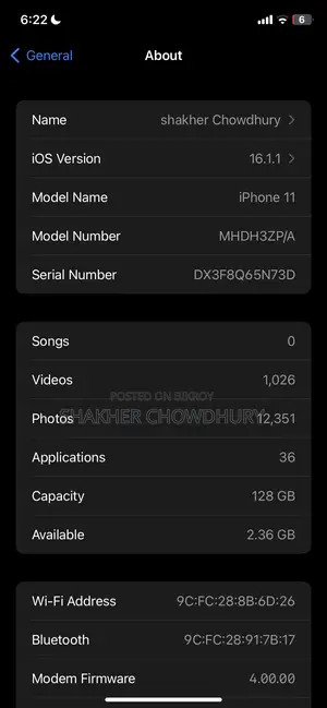 Apple iPhone 11 128 GB Black