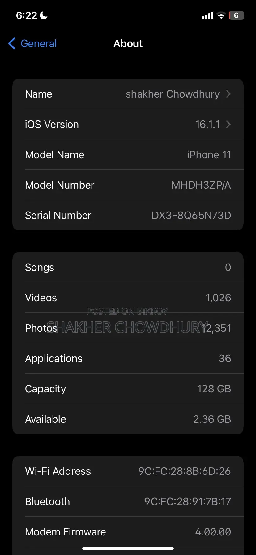 Apple iPhone 11 128 GB Black