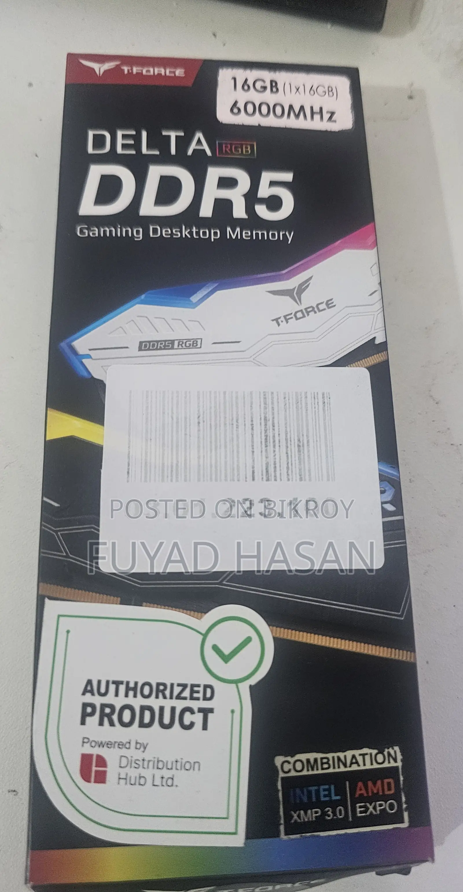 Team T-Force Delta RGB 16GB 6000MHz DDR5 CL30 Gaming RAM 2x16GB Kit