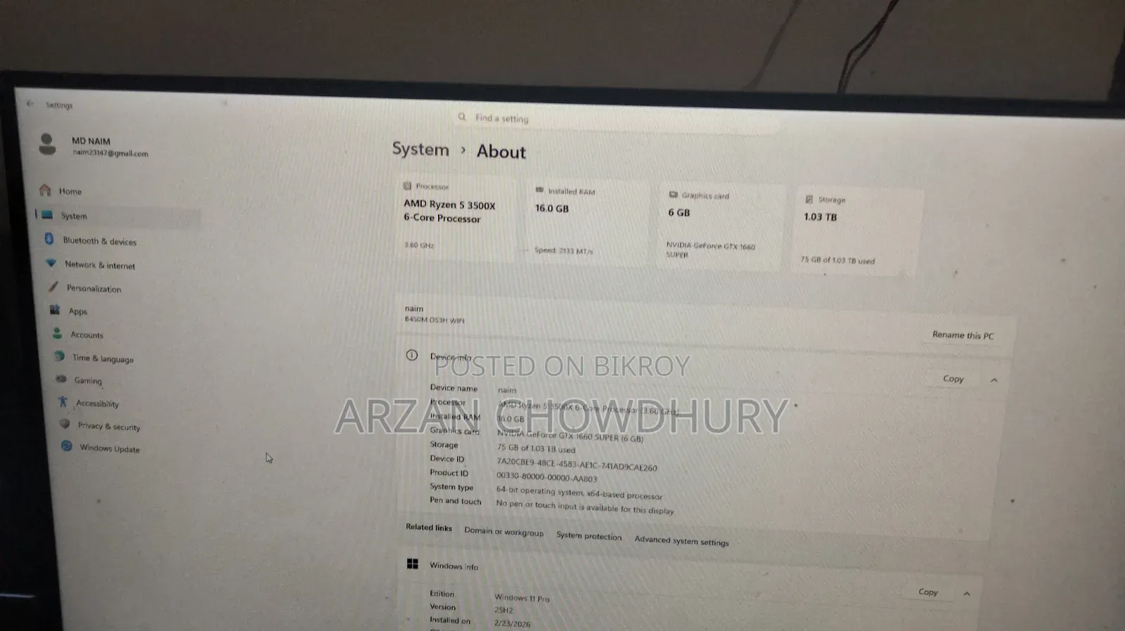 Desktop Computer 16GB AMD Ryzen 5 HDD 1T