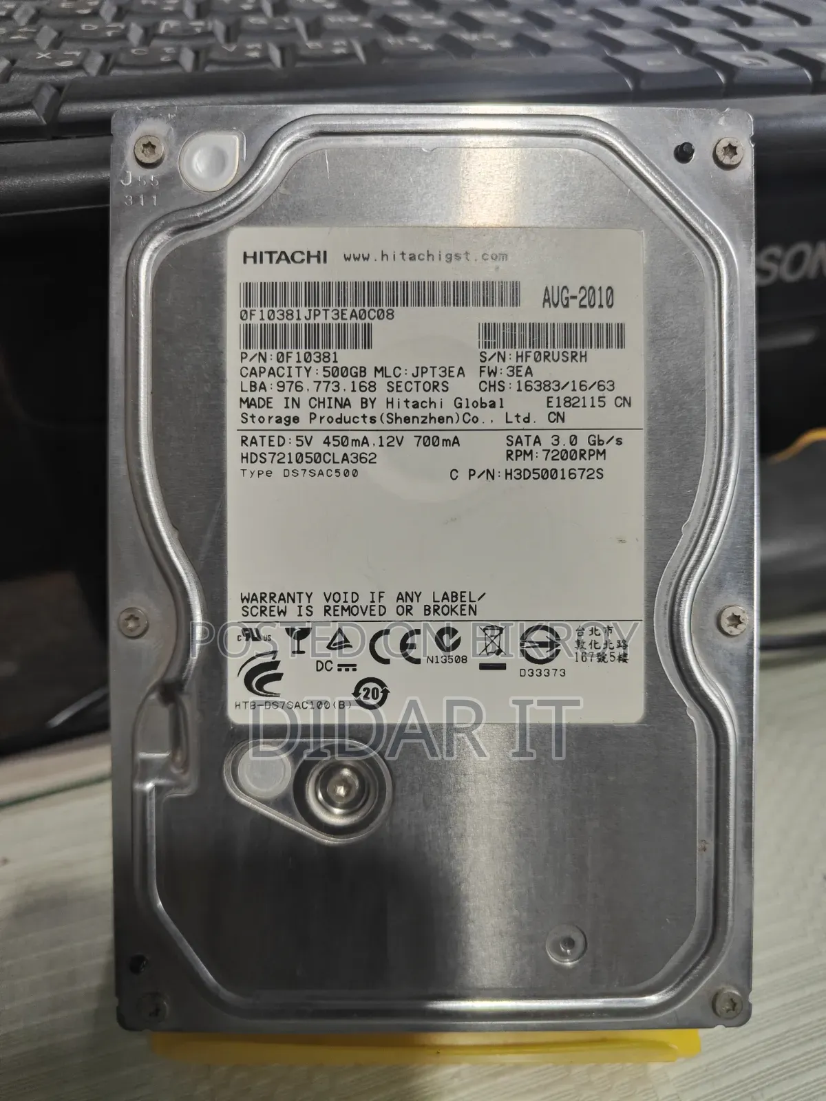 Hitachi Brand Fresh Condition 500GB Hard Disk for Sale
