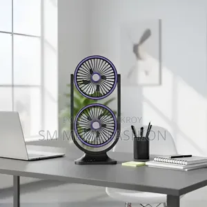 Dual Head Rechargeable Desk Fan for Bedroom/Office Use