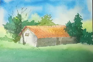 Watercolor painting framed for wall decoration