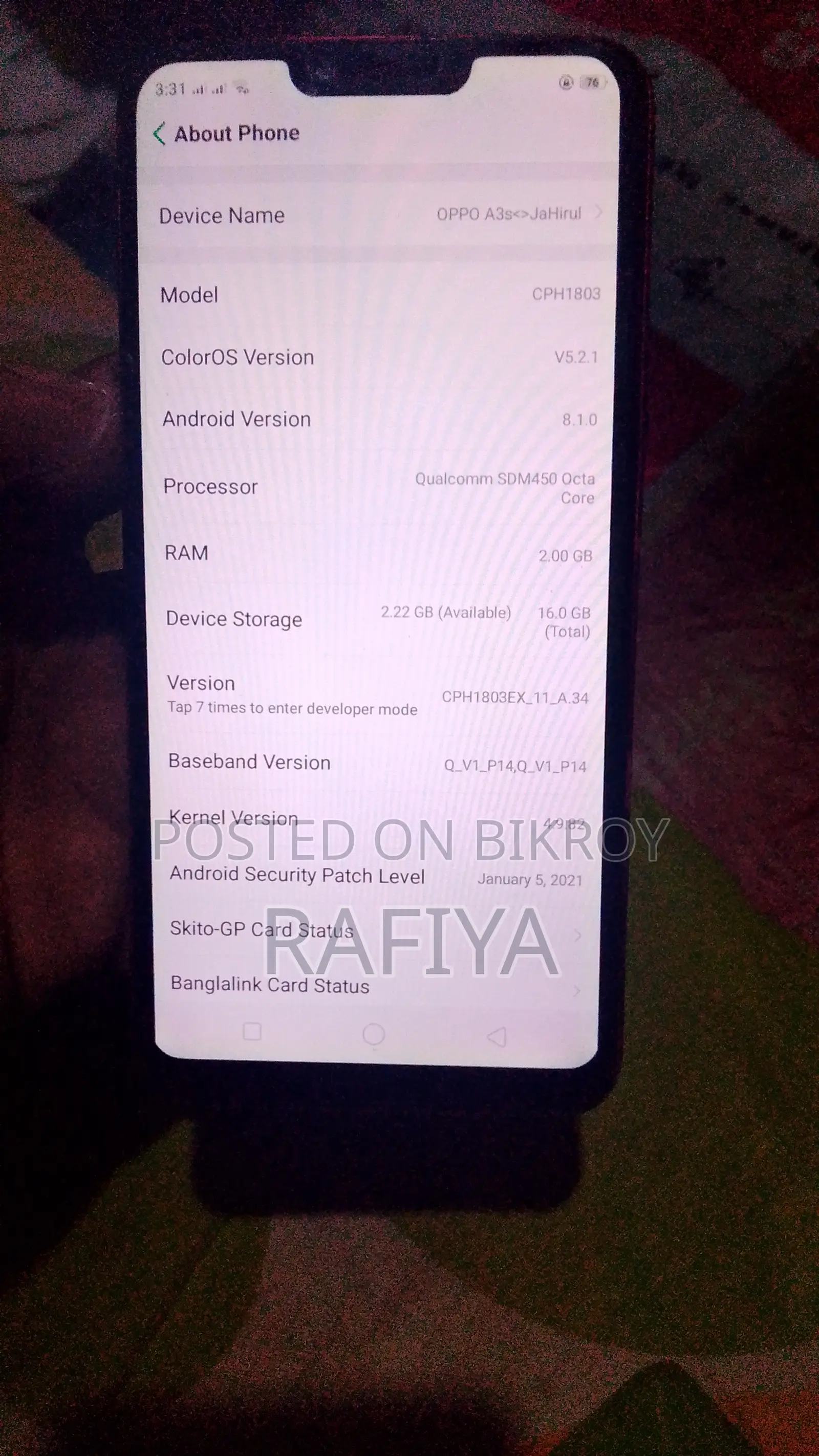 Oppo A3s 16 GB Red