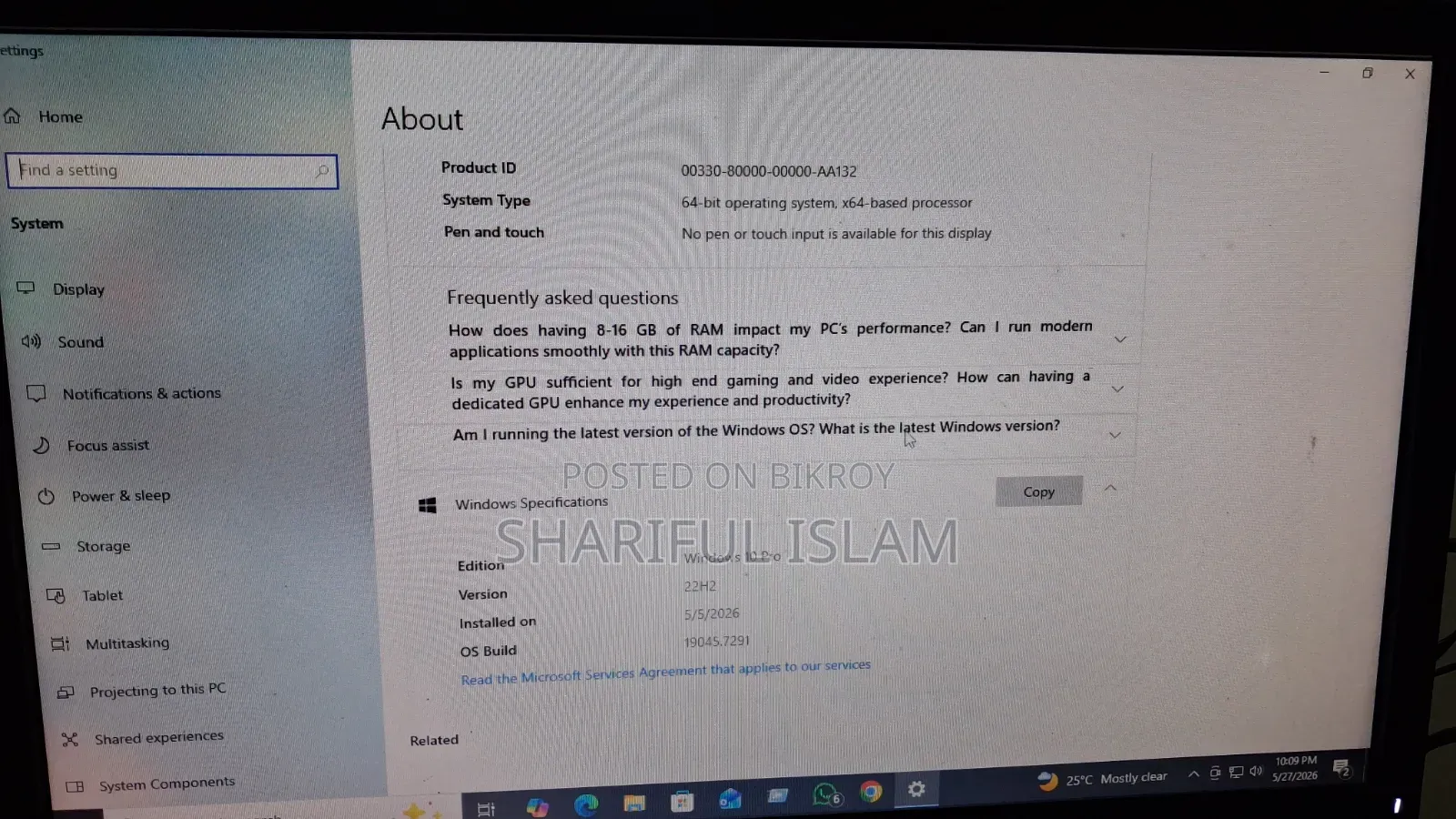 ডেস্কটপ কম্পিউটার Asus ১৬জিবি Intel Core I5 SSD ৩৫০জিবি