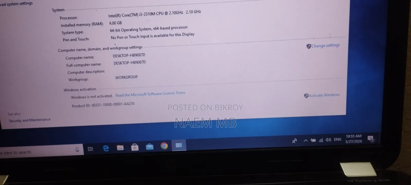 Laptop HP Pavilion G6 4GB Intel Core I3 HDD 512GB