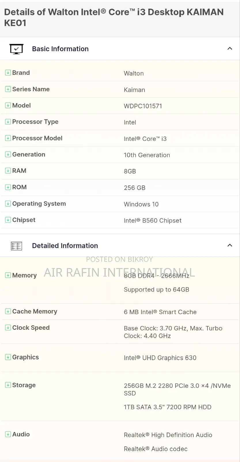 Desktop Computer 8GB Intel Core I3 HDD 256GB