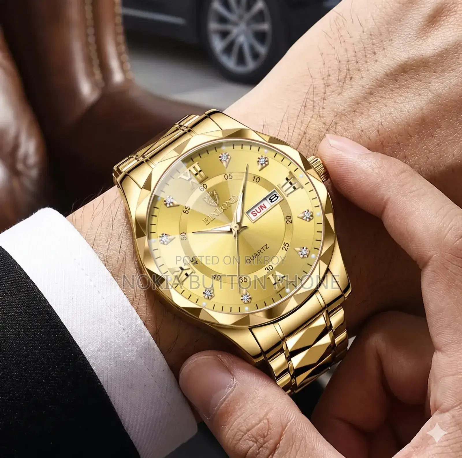 Binbond 2521 Luxury Watch Quartz Watch for Men (Full Golden)