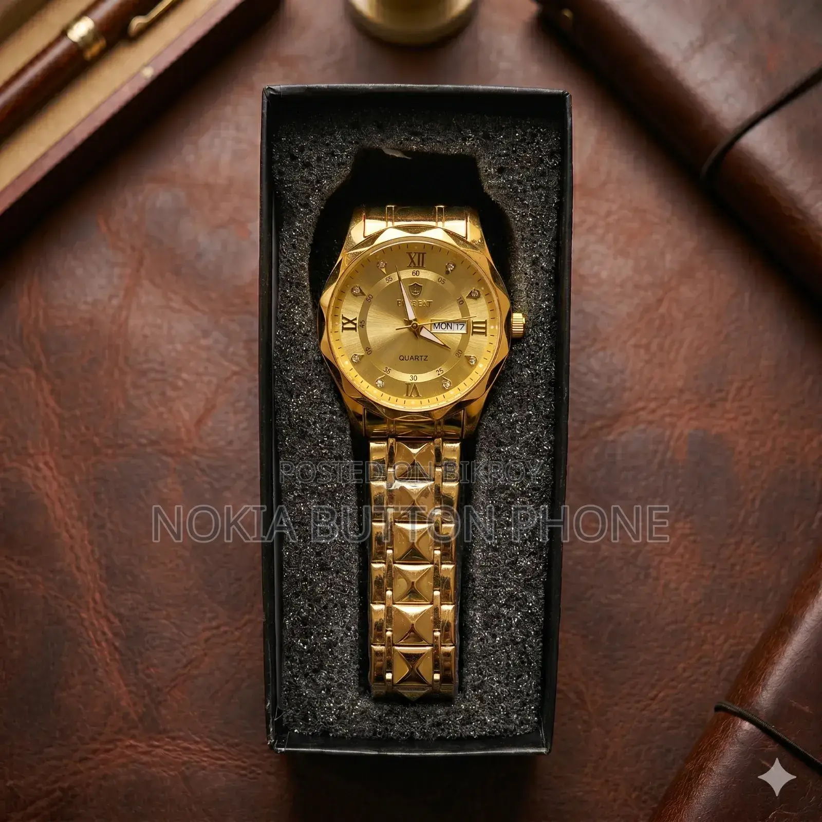 Binbond 2521 Luxury Watch Quartz Watch for Men (Full Golden)