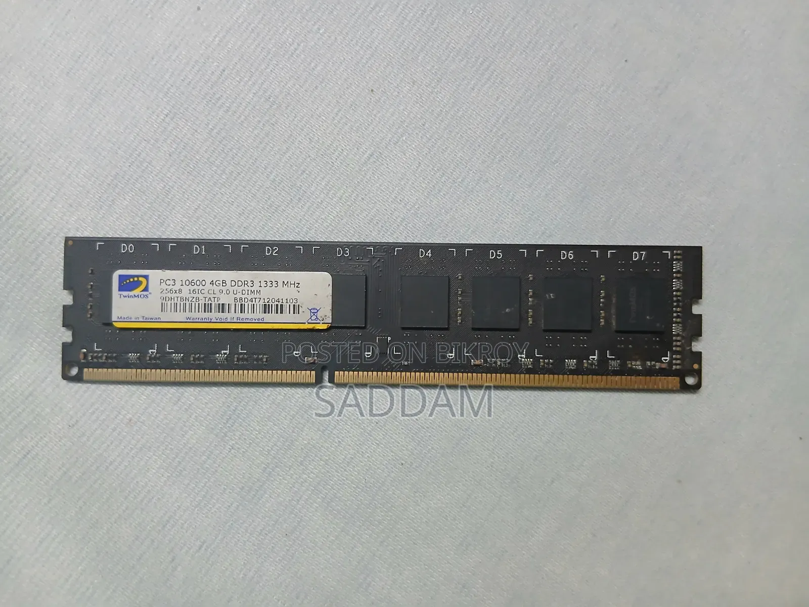 Twinmos 4gb Ddr3 Desktop Ram – Stable Performance Good Condition
