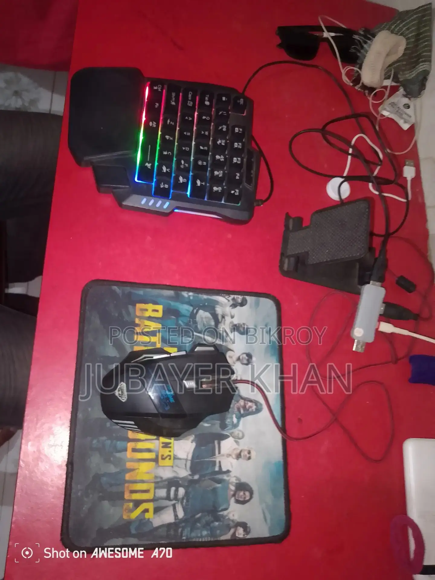 Gaming Combo - One Hand RGB Keyboard + Mouse + Mouse Pad + OTG Set