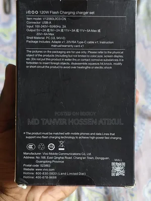 Vivo Iqoo 120w Fast Charger Power Adapter