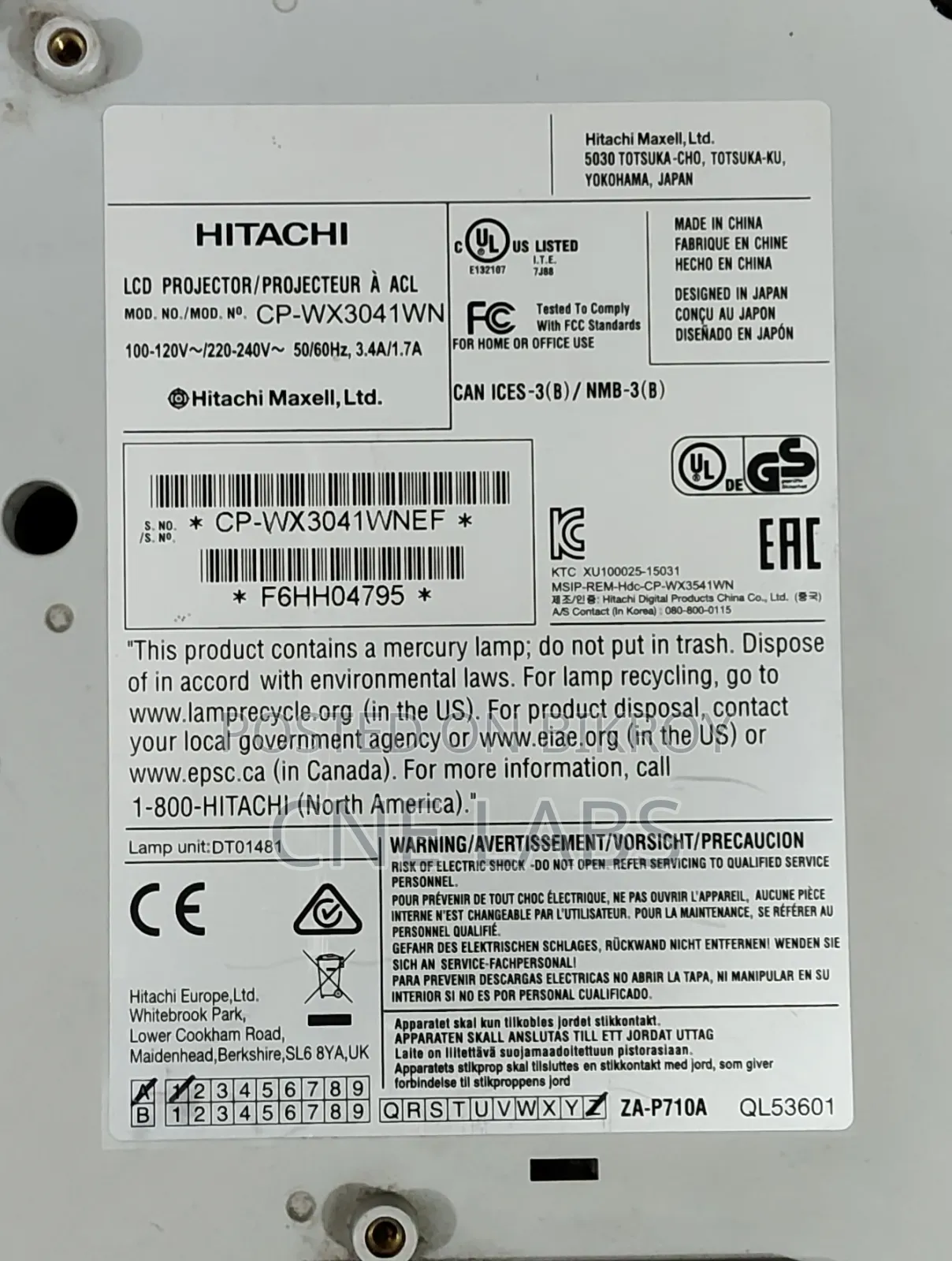 Hitachi Cp-Wx3041