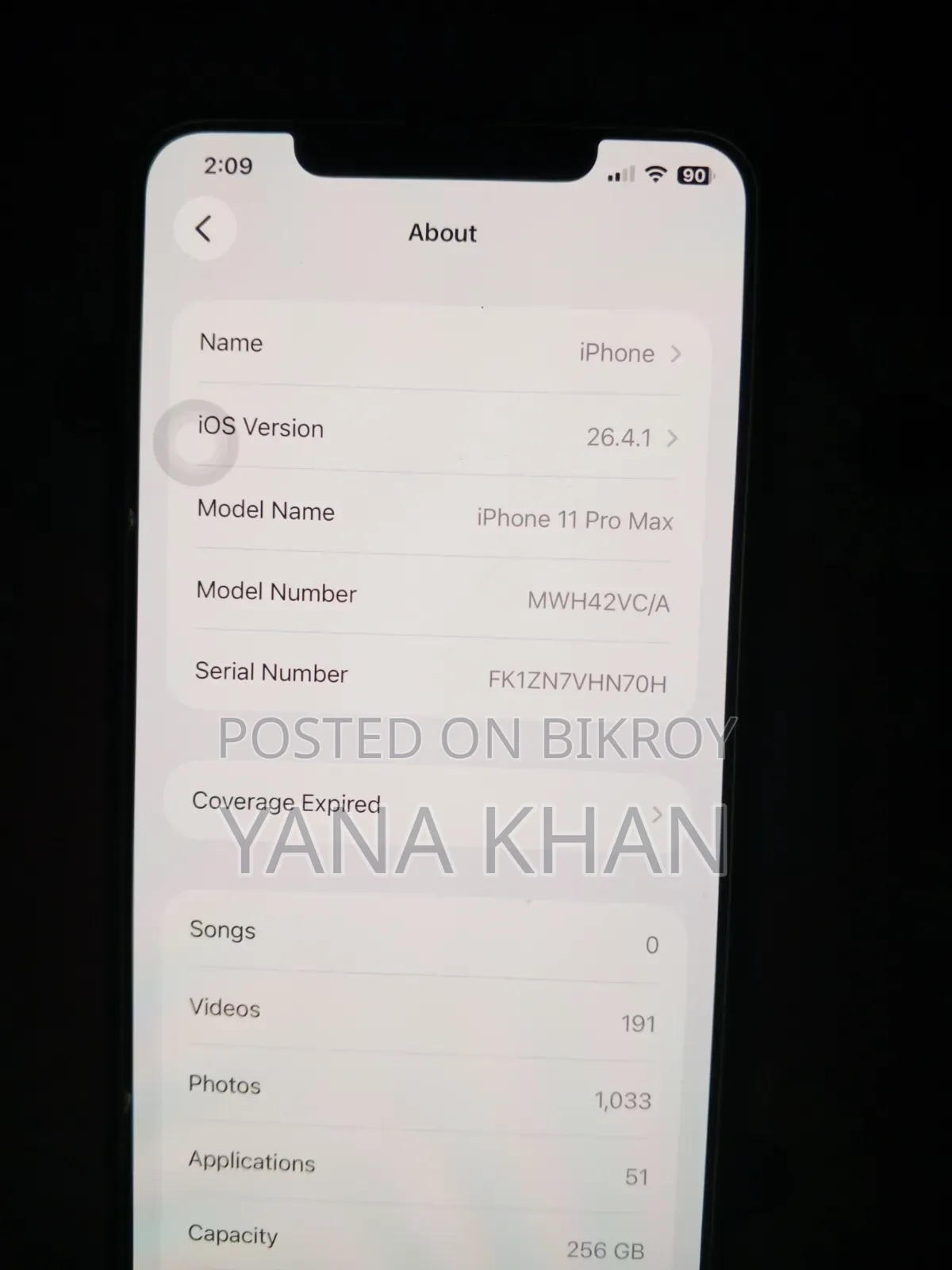 অ্যাপল আইফোন ১১ প্রো ম্যাক্স ২৫৬ জিবি কালো