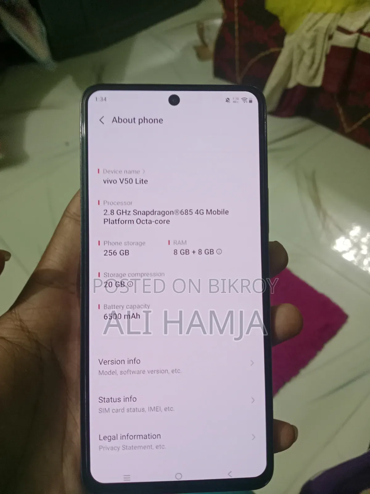 Vivo V50 Lite 256 GB Rose Gold
