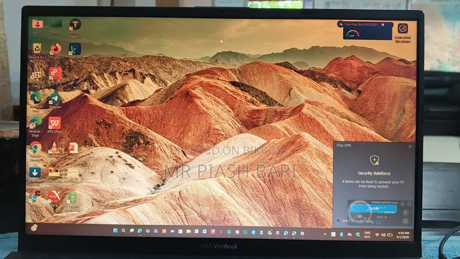 Laptop Asus VivoBook X540SA 8GB Intel Core I3 SSHD+SSD 500GB