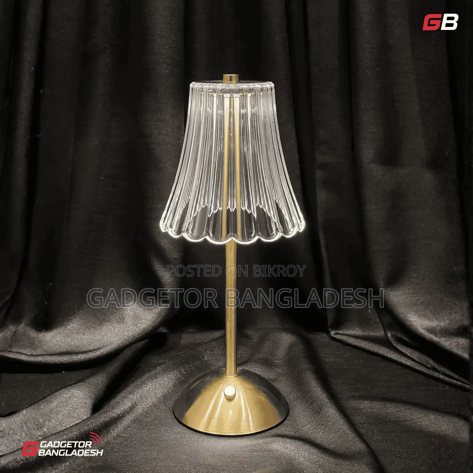 Premium Crystal Fluted Rechargeable Table Lamp