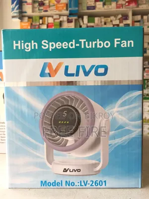 Livo High Speed-Turbo Rechargeable Fan (Model: Lv-2601) Free Delivery