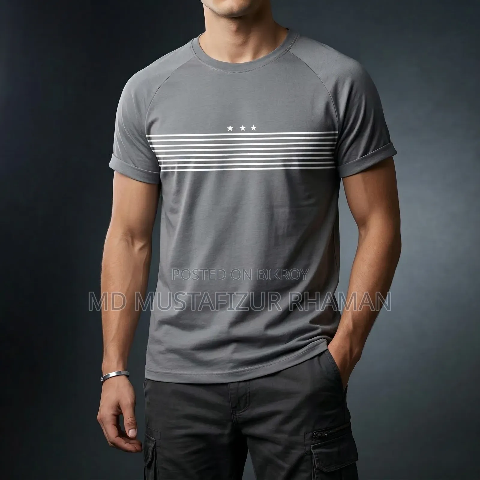 Stylish Ash Sports T-Shirt for Men – Comfortable Casual Summer Wear