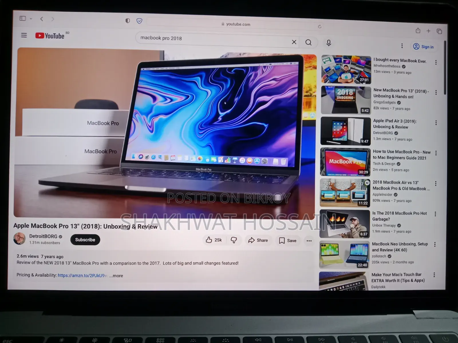 Laptop Apple MacBook 2018 16GB Intel Core I7 HDD+SSD 16 GB