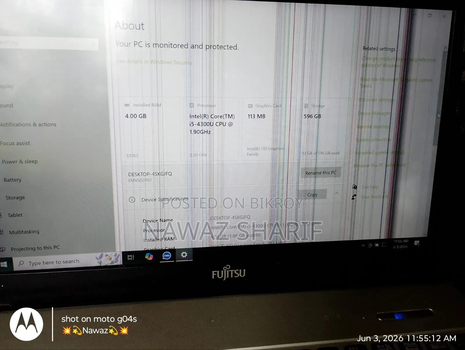 ল্যাপটপ Fujitsu Amilo Pi3625 16GB Intel Core I9 HDD+SSD 500GB
