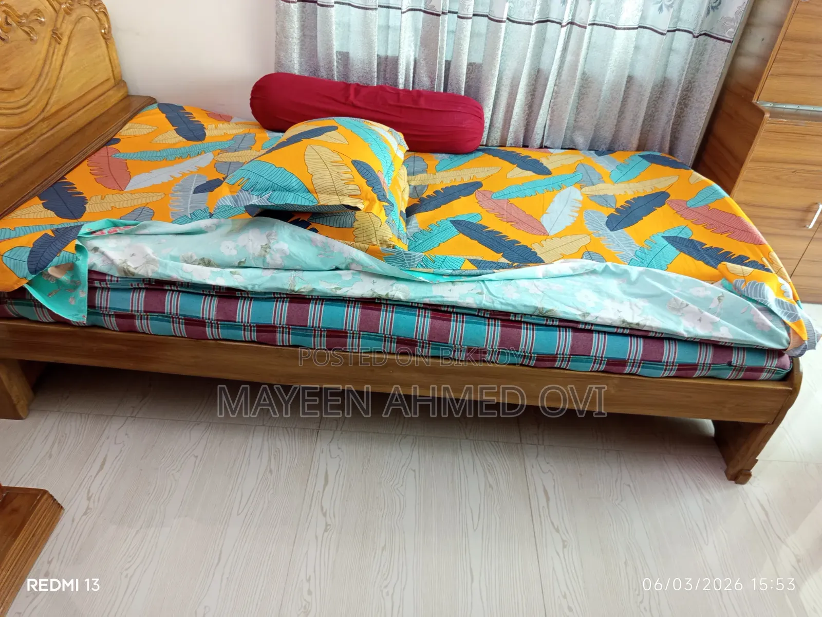 Teak wood single bed 4.5 Feet / 7 Feet for sale
