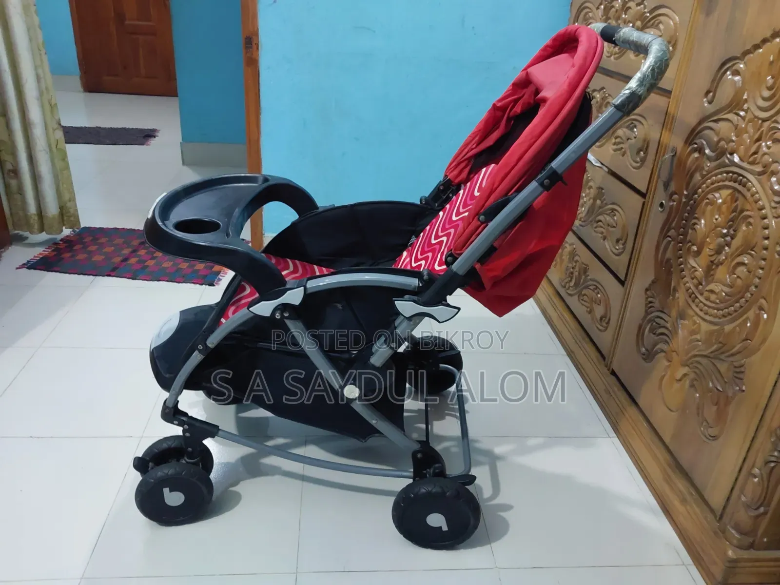 বেবি স্ট্রোলার আরামদায়ক রকিং প্র্যামস-লাল