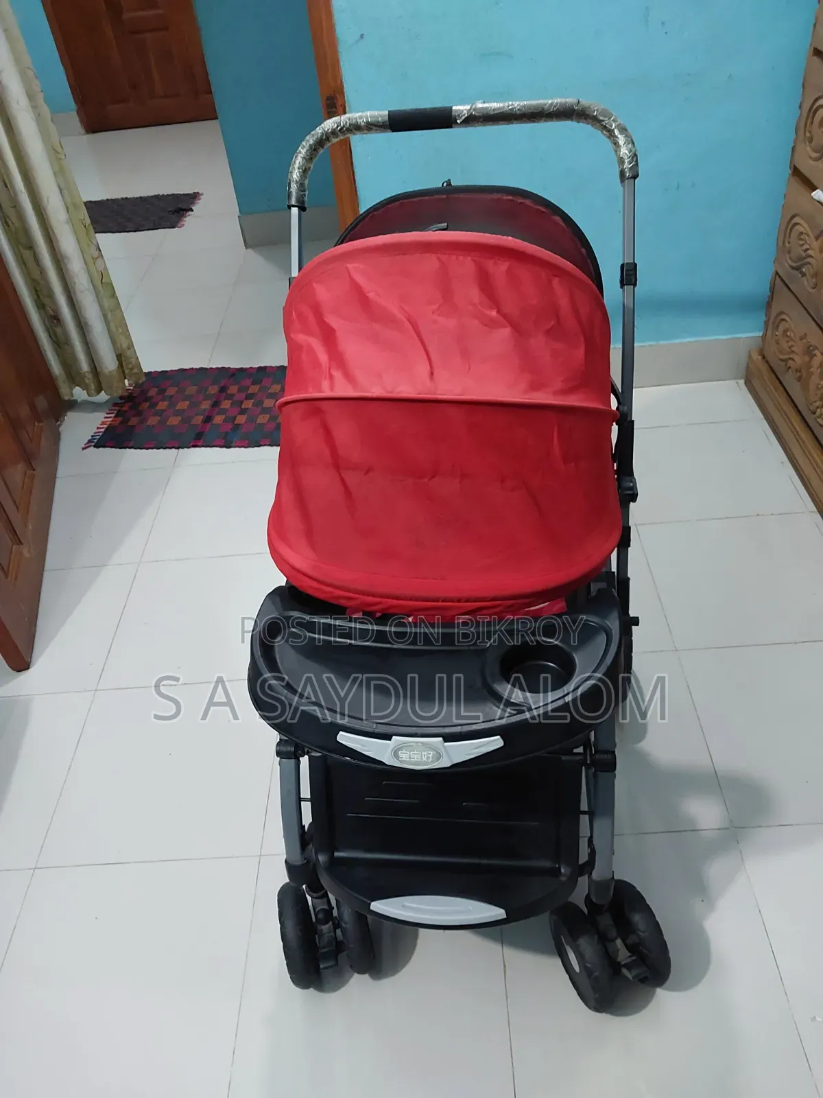 বেবি স্ট্রোলার আরামদায়ক রকিং প্র্যামস-লাল