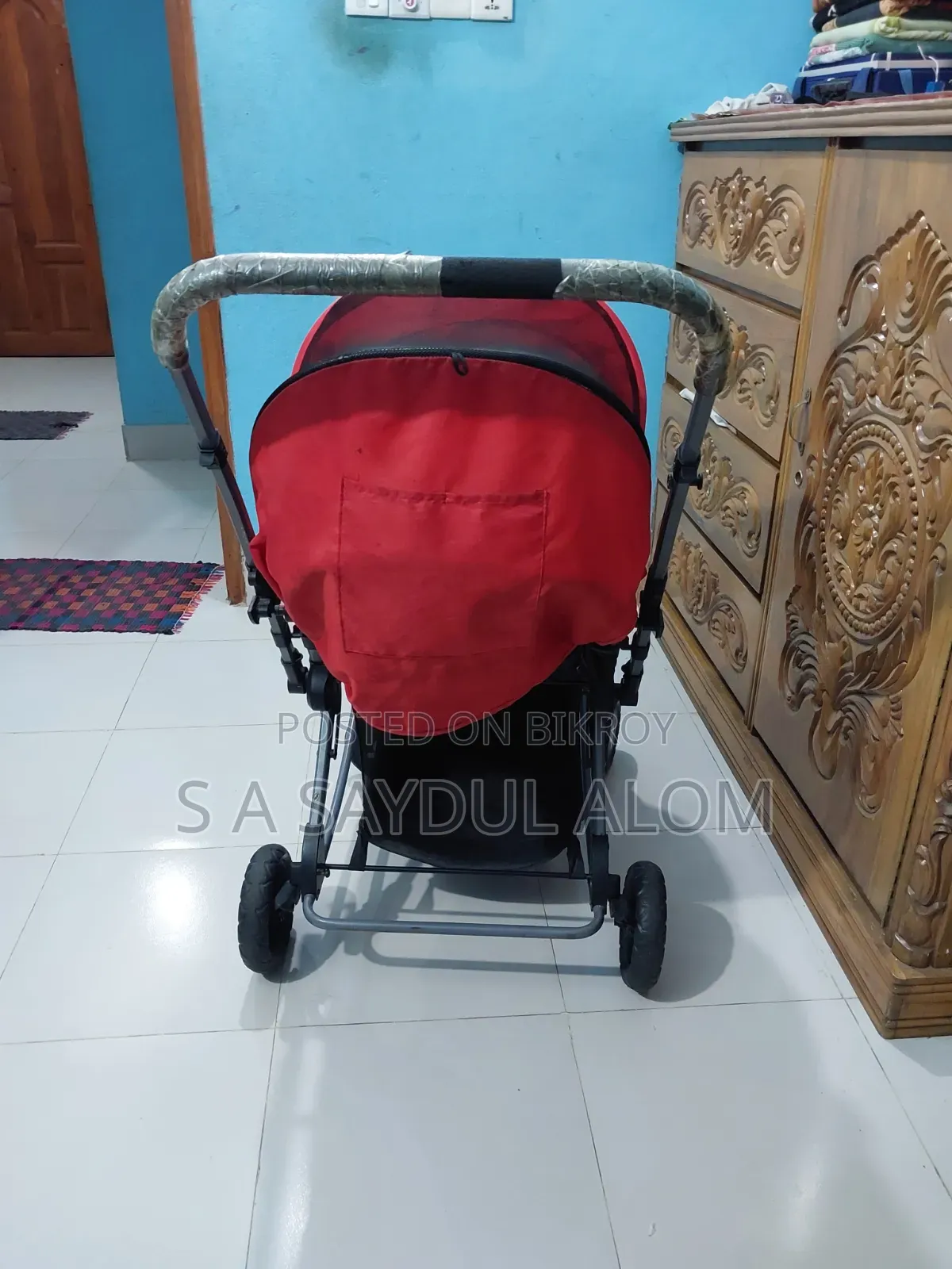 বেবি স্ট্রোলার আরামদায়ক রকিং প্র্যামস-লাল