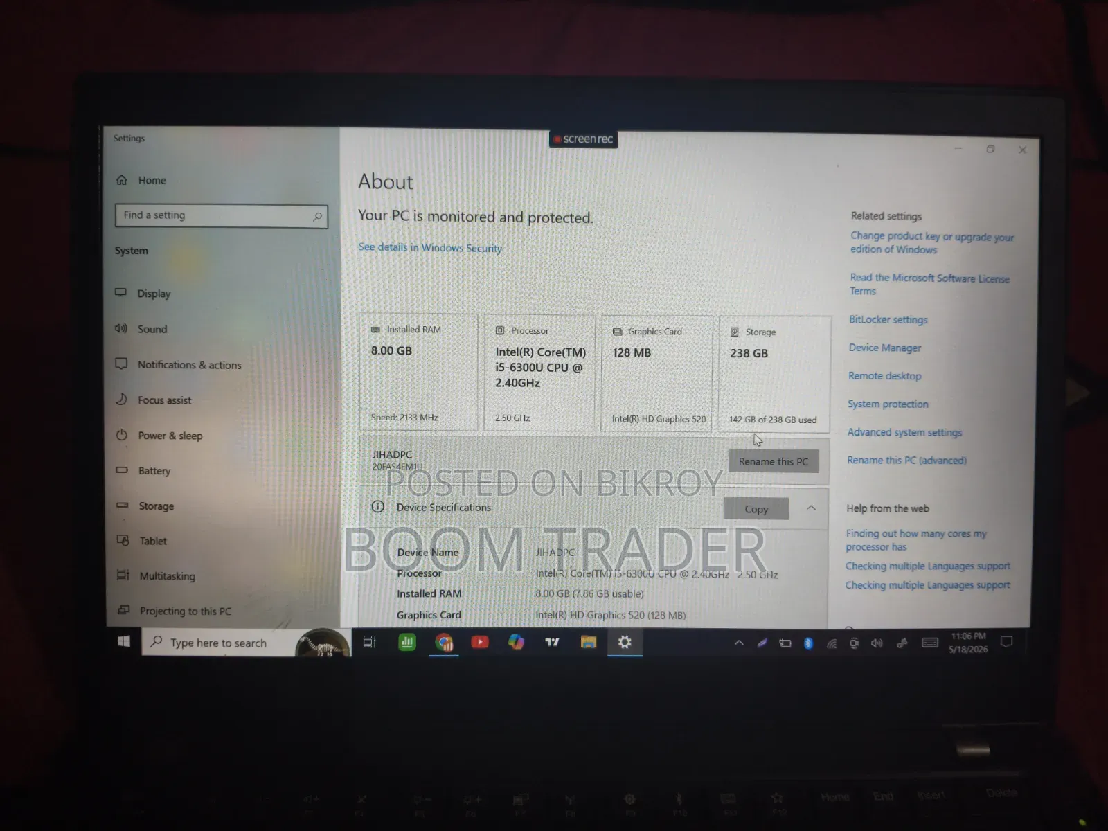 Laptop Lenovo ThinkPad T460s 8GB Intel Core I5 SSD 256GB