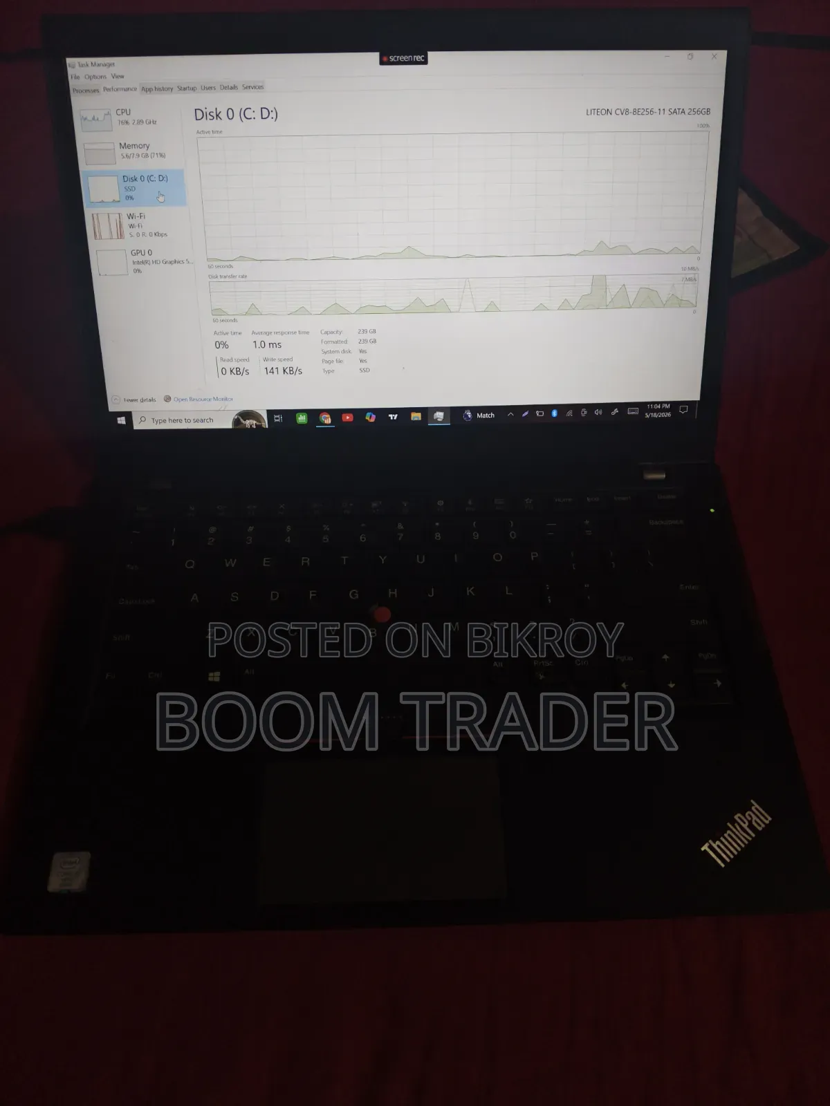 Laptop Lenovo ThinkPad T460s 8GB Intel Core I5 SSD 256GB