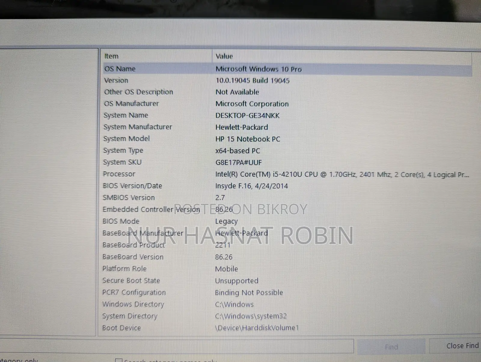 Laptop HP 15 8GB Intel Core I5 HDD 1T