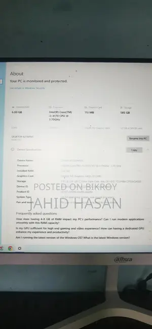 ডেস্কটপ কম্পিউটার এমএসআই প্রো ১৬ ৭এম ৬জিবি ইন্টেল কোর আই৩ এসএসডি ৫০০জিবি