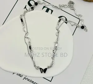 Midnight Butterfly Asymmetric Liquid Metal Choker Necklace