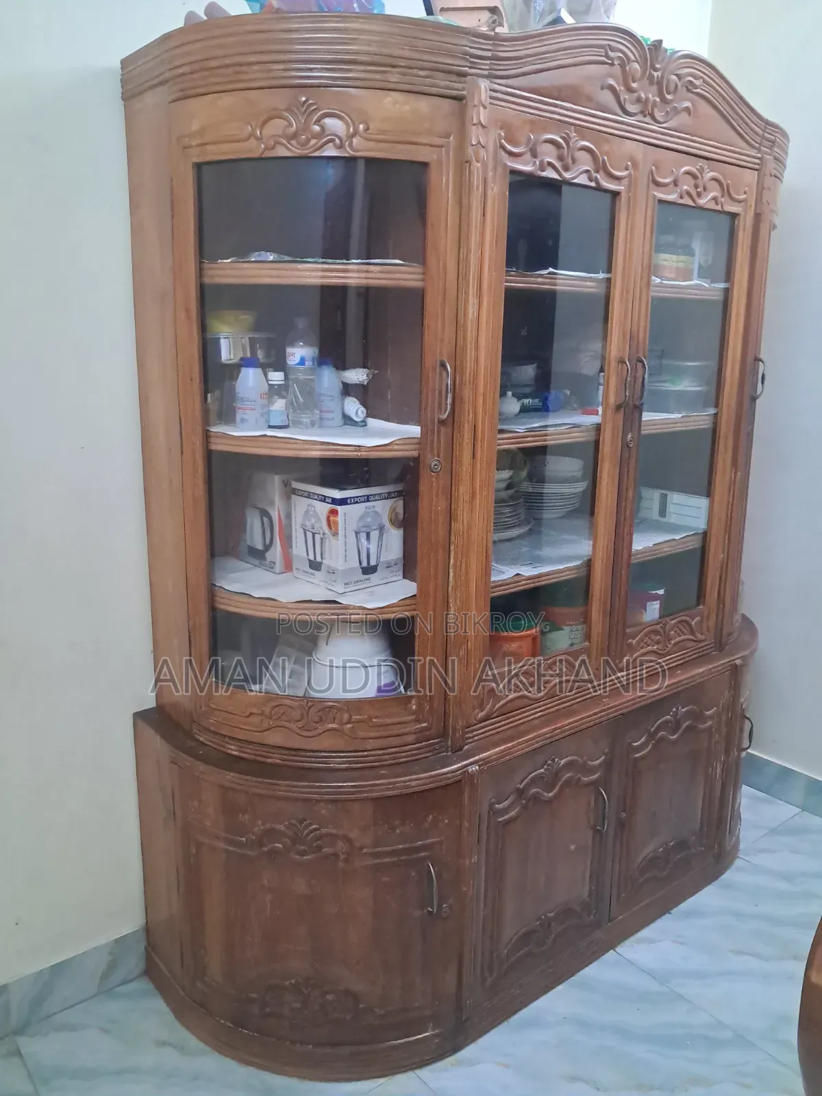 সেগুন কাঠের ওয়াল শোকেস