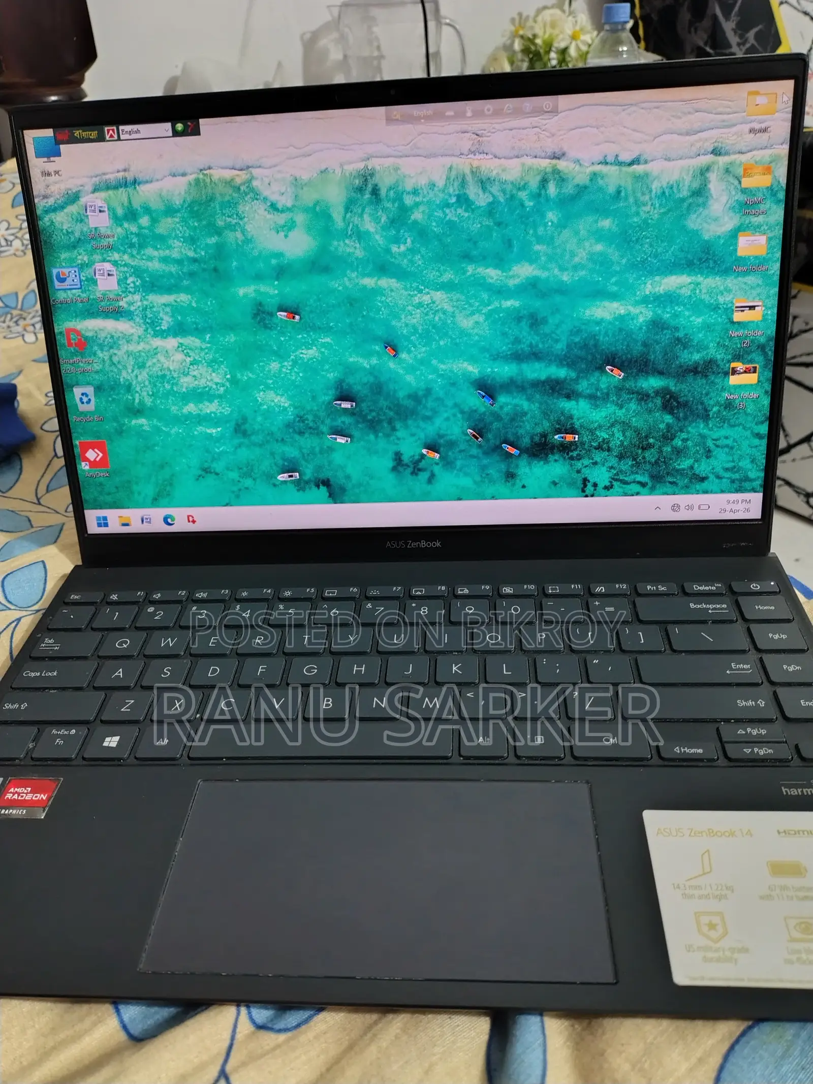 Laptop Asus Zenbook 14 UX434 8GB AMD Ryzen 5 SSHD+SSD 1T